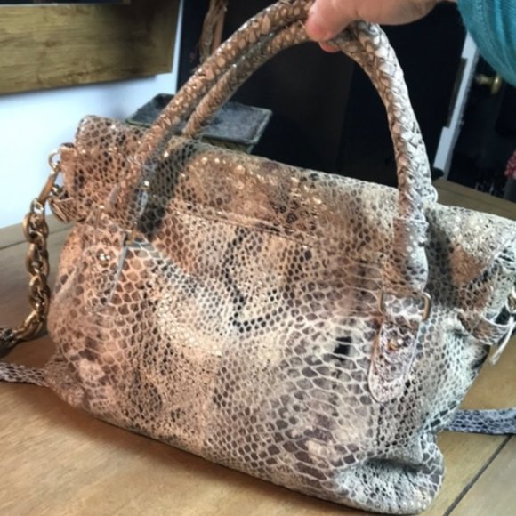 Elliot Lucca Beautiful Snakeskin/Python Print Handbag - Picture 6 of 14